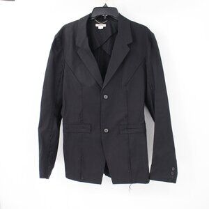 Helmut lang sport coat men 42 black thick cotton frayed hem notch lapel designer